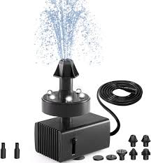 SZMP 24-Hours Working Pond Fountain Pump,Bird Bath Fountain Pump with 7 Nozzles for Outdoor,Garden,Pond,Aquarium,Fish Tank,Adjustable Water Pump with 16.4Ft Power Cord and Adapter UK Plug