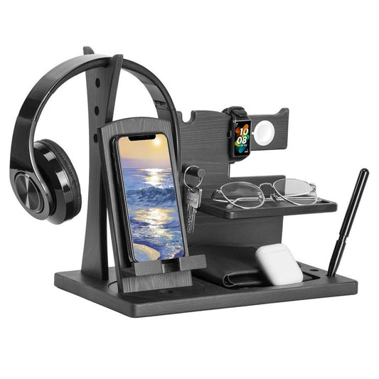 Bedside Table Organiser Birthday Gifts for Him Father Mens Gifts Wood Phone Docking Station Key Holder Wallet Stand Watch Organizer Wooden Organiser Gifts