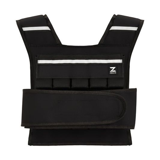 ZELUS Weighted Vest for Men and Women, 9-14.5 kg Adjustable Weighted vest with weights Included | Weight Vests with 6 Ironsand Weights for Cardio and Strength Training, Black