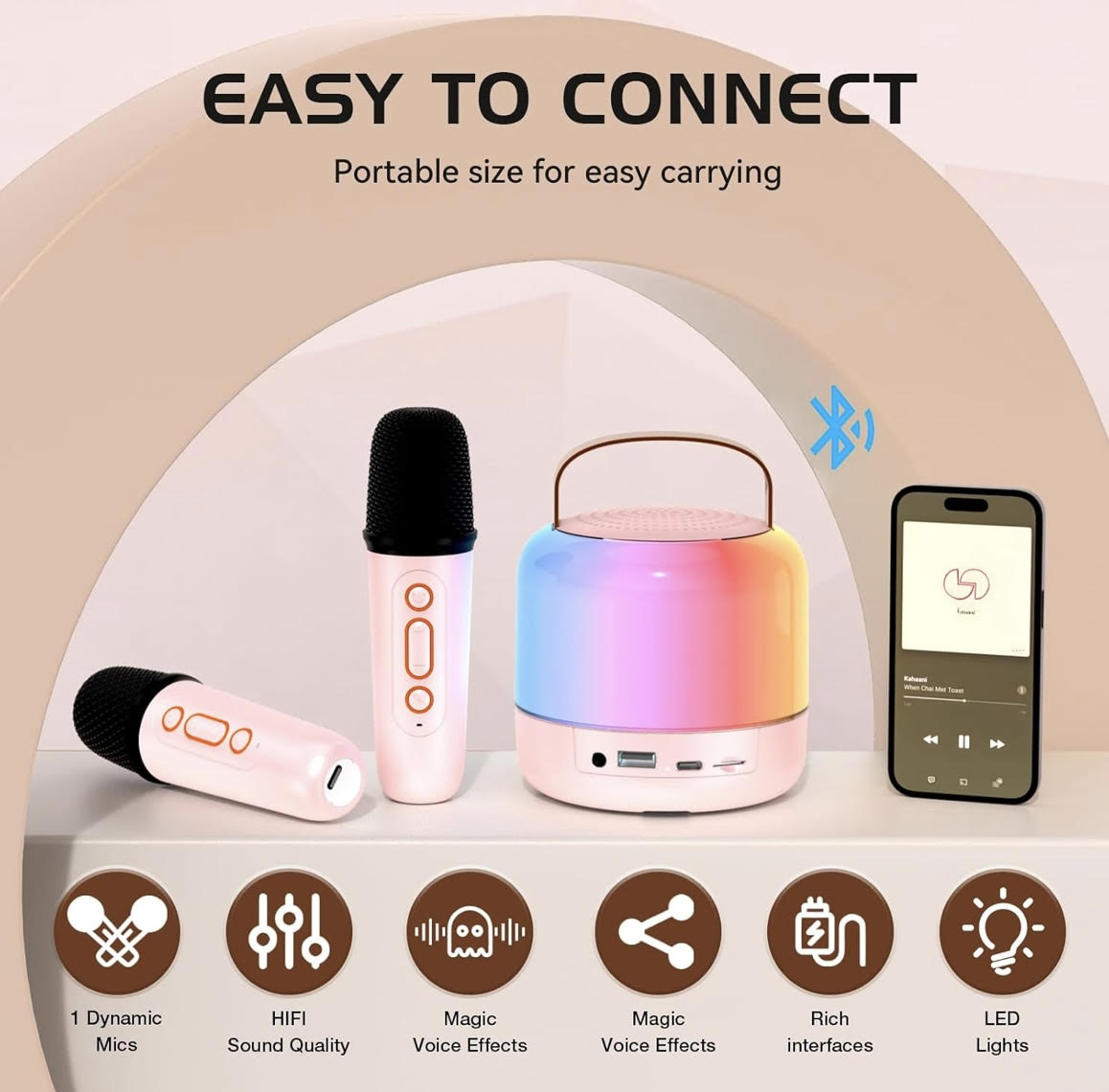 Portable Karaoke Machine For Kids With 2 Microphones
