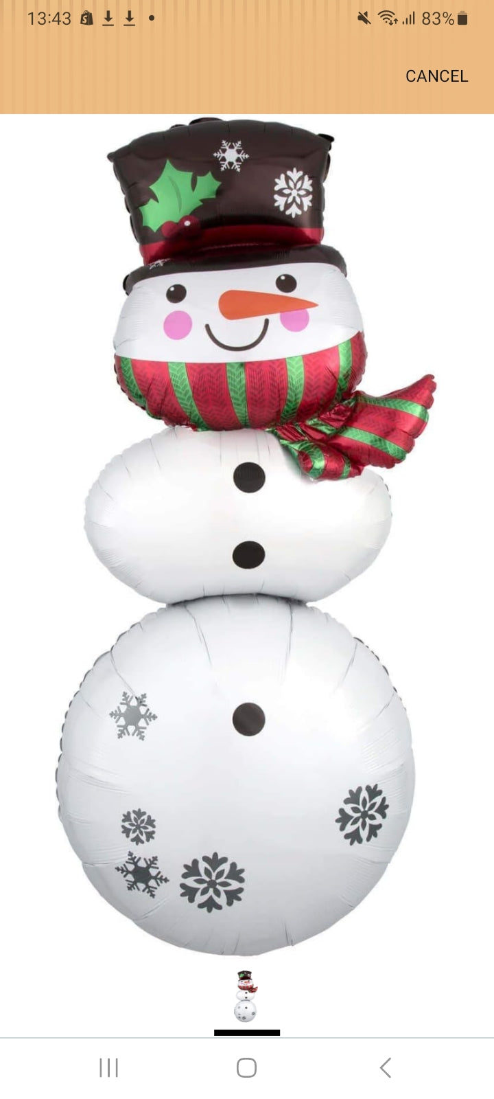 Foil Christmas Balloon Multi/Ball Snowman Stacker 25" x 61"