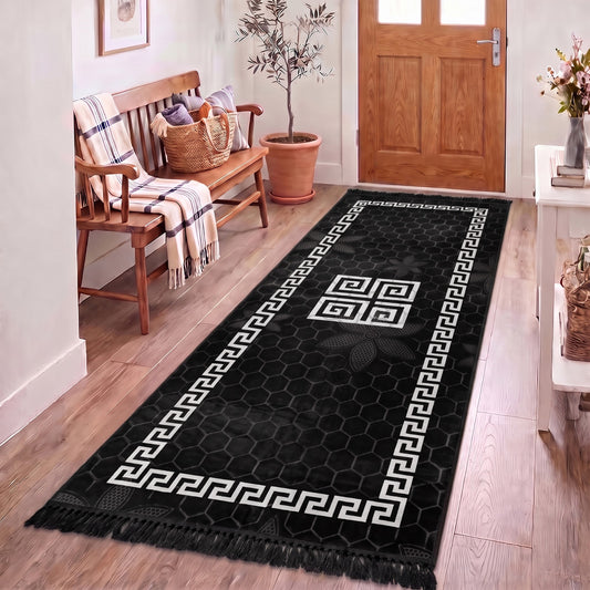 Mink Faux Fur Greek Printed Runner Rug 80x180cm
