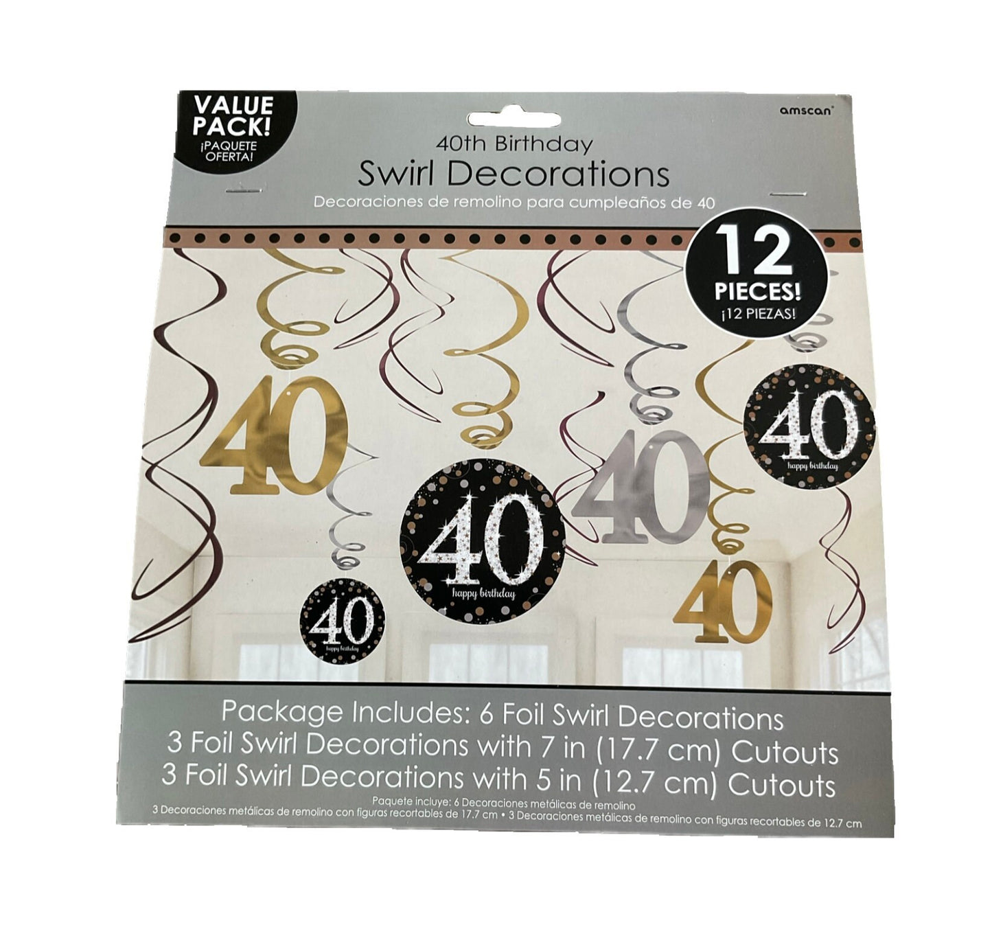 Age Birthday Celebration Swirl Decoration 18th, 21st, 30th, 40th, 50th 12 Piece 2 colours