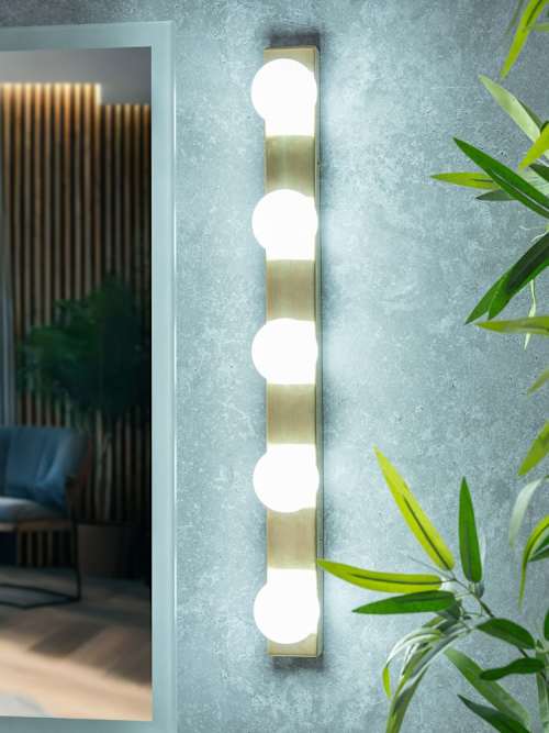 Brushed Gold Hollywood IP44 Wired Wall Light