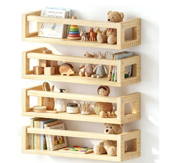16.5inch Natural Wood Floating Shelves. 4 Pack