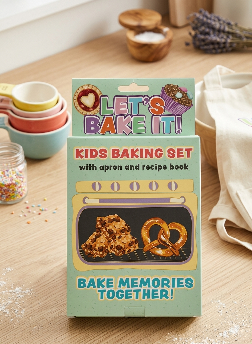 Let's Bake It Kids Baking Set With Apron & Recipe Book