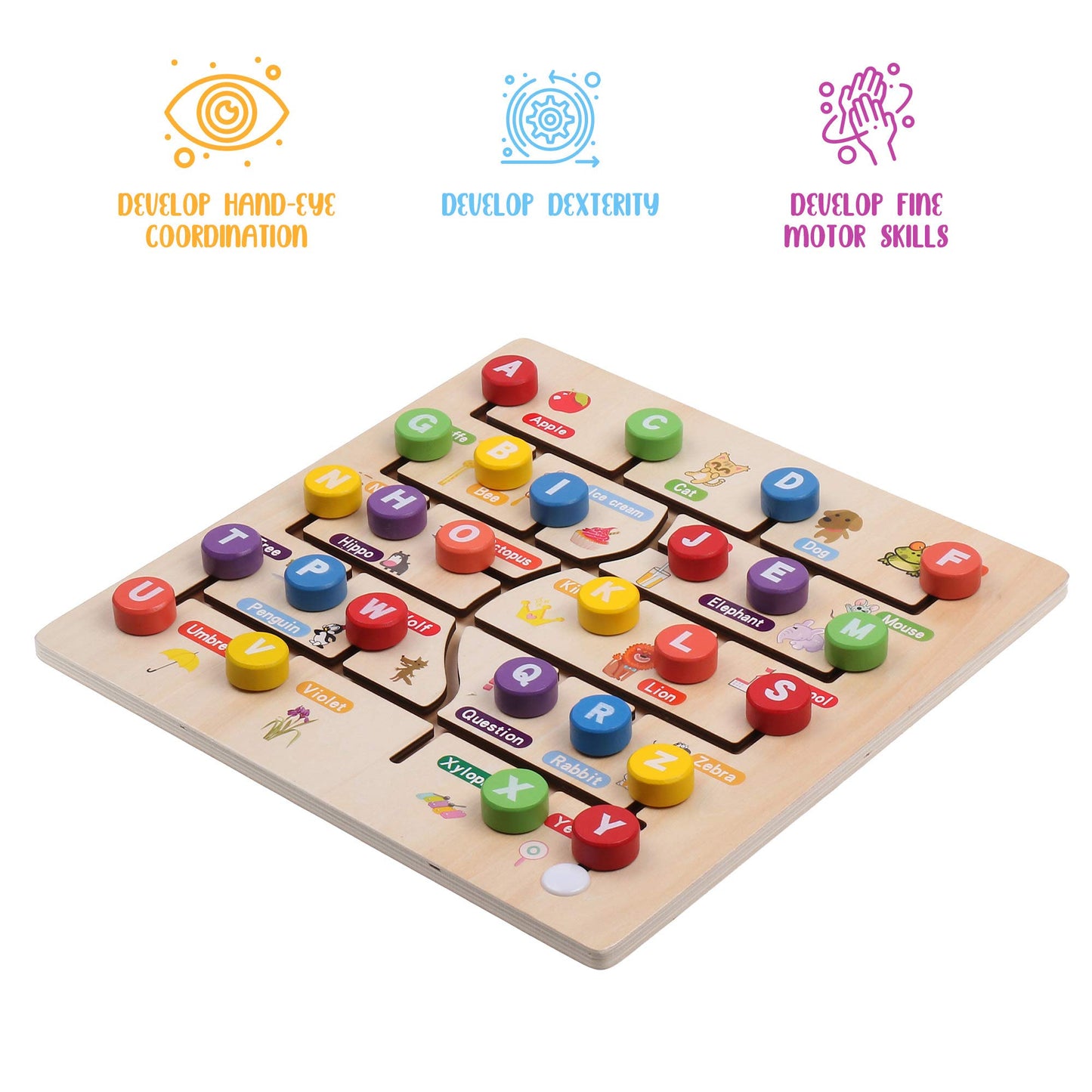 Wooden Alphabet Tracing Board Educational Learning Toy for Kids Ages 3+