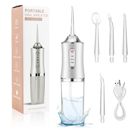 Wireless Oral Irrigator, Portable Electric Tooth Cleaner, Water Flosser Hat 3 Modes and 4 Nozzles, Interdental Cleaner, 220 ml Water Tank IPX7 Waterproof (colour may vary)