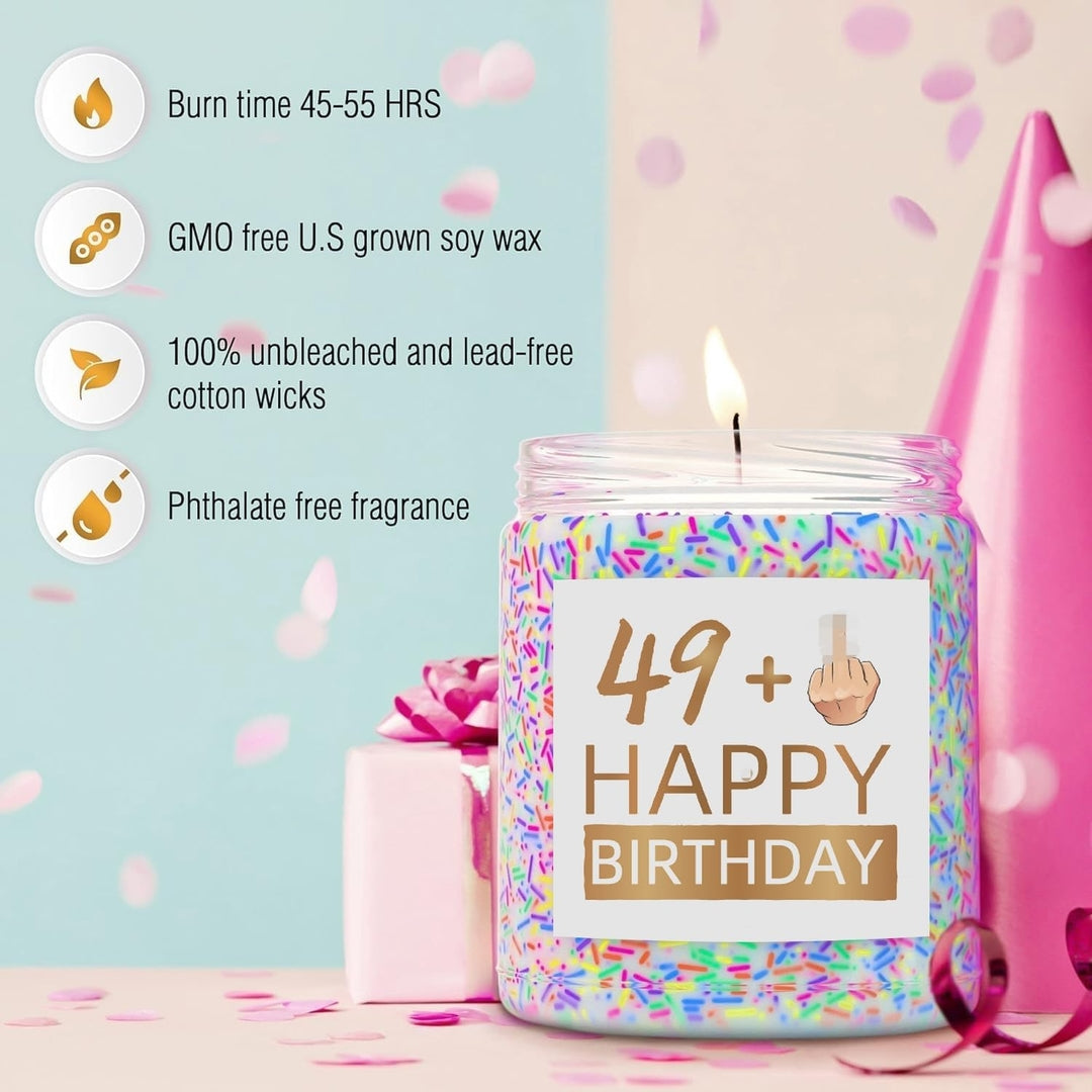 iTbxzzy 50th Birthday Candle - Gardenia & Cake Scent with Sprinkles, 9 Oz, Gift Box, Indoor Use, Long Lasting Burn, Novelty Candle