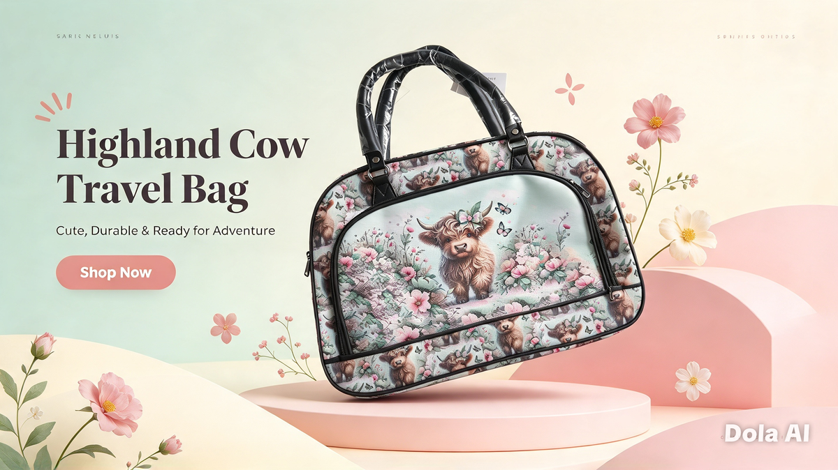 Weekender Bag 40cm Highland Cow Daisy