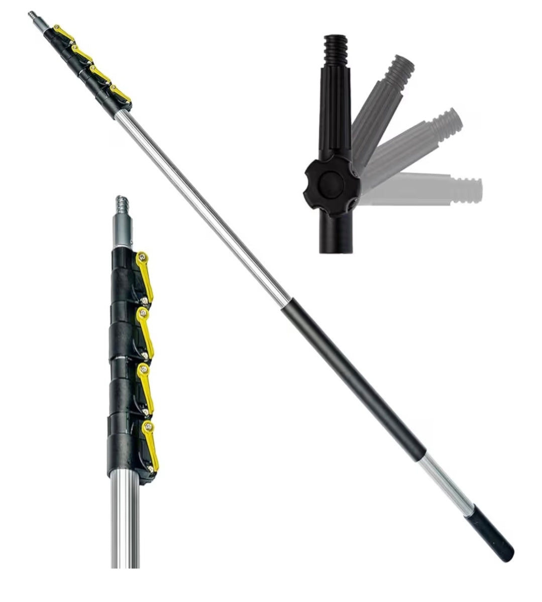 DOCAZOO Telescopic Pole for Cleaning - Window Cleaning Kit, Ceiling Cleaning, Feather Duster, Snow Removal, Window Squeegee, High Reach Indoor & Outdoor Kit - (30 Ft Extension Pole)