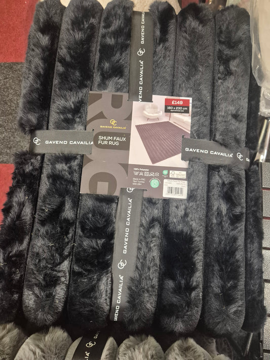 Luxury Shum Faux Fur Rugs 160x230cm Black or Grey