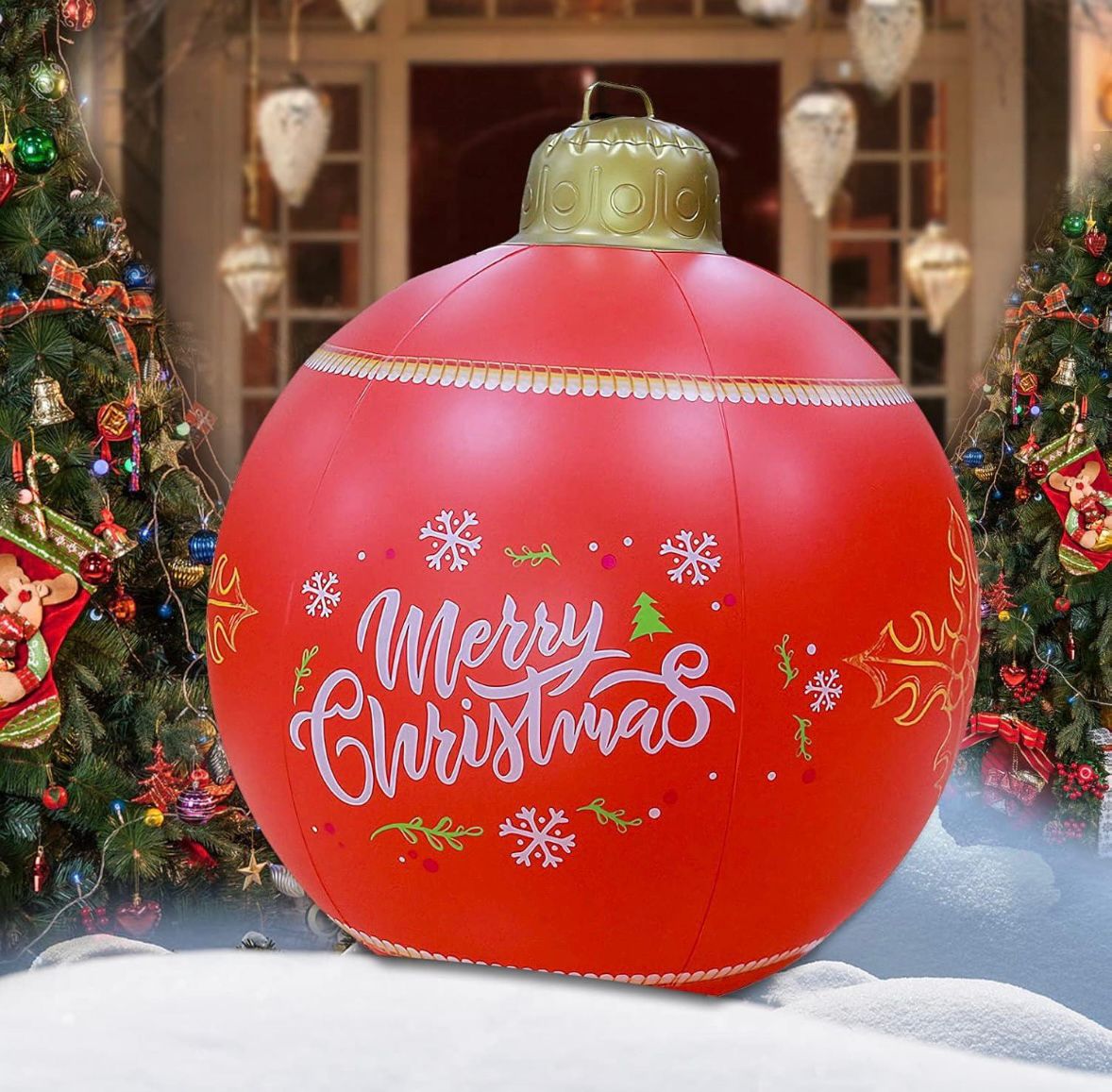 Hysagtek 60CM Christmas Inflatable Light Up Bauble, Home Patio/Garden Decor