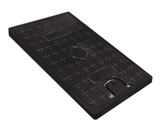 NATOTELA Manhole Cover-670x470mm Rectangles Fiberglass Septic Tank Lid Access Inspection Cover Replacement lid Non-slip Solid Reinforced Steel Embedded Sewer Cover for Patios Basement Lawn Black