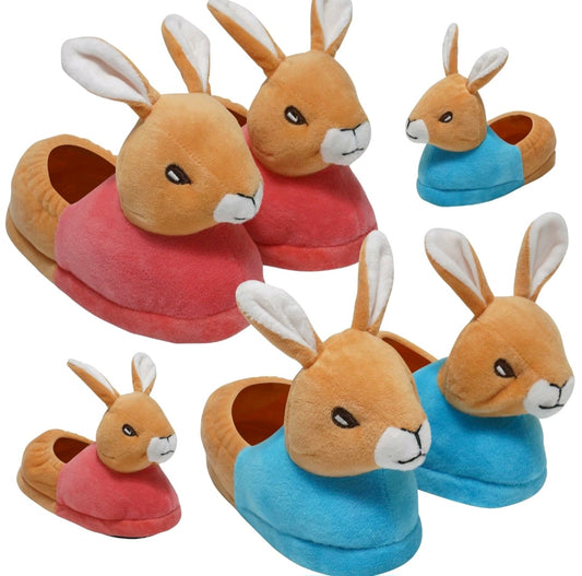 Boys/Girls Novelty 3D Rabbit Head Slippers Blue/Pink Kids