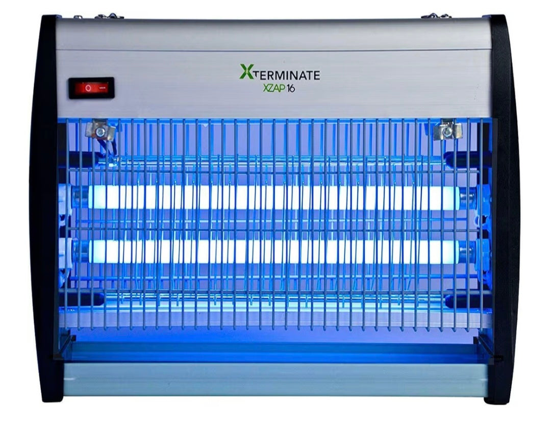 Xterminate XZAP16W Electric Fly Killer Zapper with Bright UV Bulbs, Cleaning Brush & Hanging Chain Included, Wall Mountable, Free Standing or Ceiling Suspended Kills Flies, Bugs, Mosquitoes and Wasps