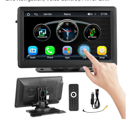 Wireless Apple CarPlay Android Auto Screen, Car Stereo 7" HD Touchscreen Car Play Screen, Portable Navigation Radio Vedio Player with Bluetooth WiFi, Live Navigation, Voice Control, Mirror Link