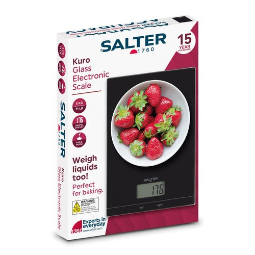 Salter Kuro Black Glass Electronic Kitchen Scale