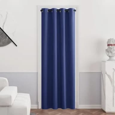 PONY DANCE Eyelet Blackout Curtain - Soft Solid Thermal Insulated Door Blackout Curtain for Kid's Room Drape for Living Room/Bedroom, 1 Piece, 52-inch Width by 84-inch Depth, Blue