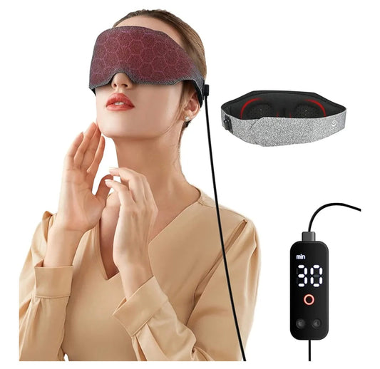 Heated Eye Mask, Massaging USB Electric Eye Mask Heated w/Adjustable Temp & Strap, Timer, 3D Design, Warm Eye Compress Alleviating Dry & Puffy Eyes, Stye, Blepharitis, MGD, Dark Circle
