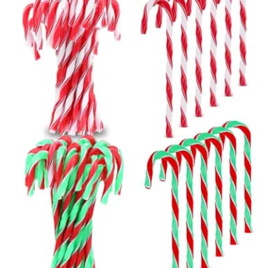 KAHEIGN 60Pcs Christmas Candy Cane, 15CM Plastic Candy Cane Christmas Tree Hanging Ornaments for Holiday Xmas Party New Years Home Decoration Favors (Red and White, Green Red and White)