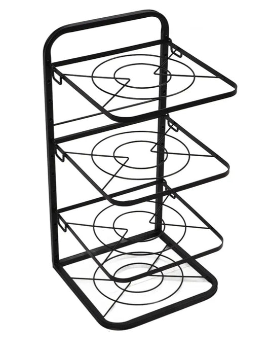4 Tier Kitchen Pots and Pans Organiser, Saucepan Storage Variable Height Space Saving Pan Rack,Black