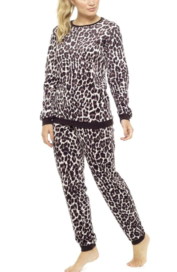 Ladies Animal Print Twosie Pyjamas Luxury Soft