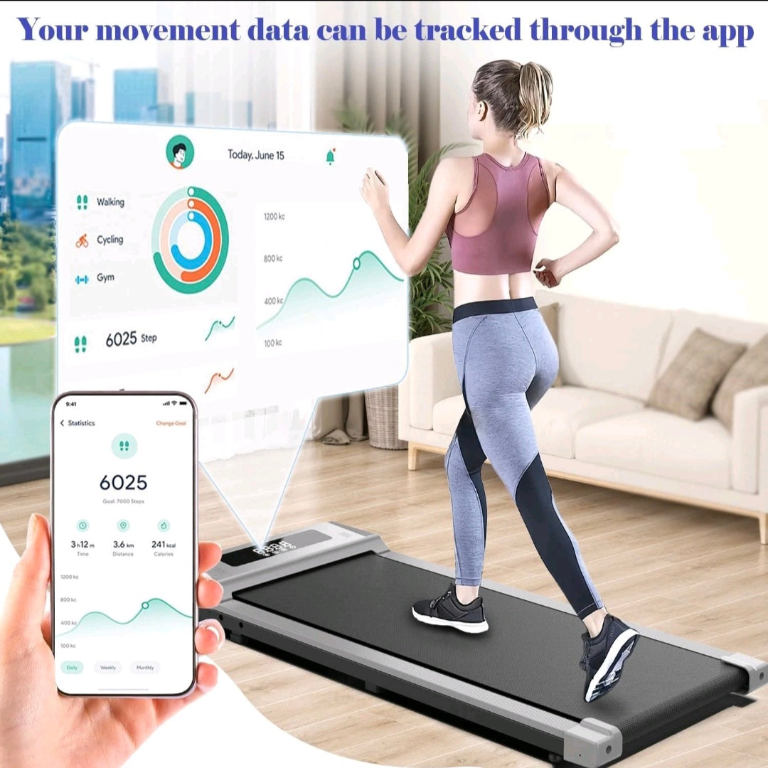 mebiusyhc Compact Armless Treadmill for Small Spaces, Quiet Under-Desk Walking Pad