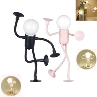 Changeable Shape Funny Sportsman Night Light,DIY Shape Night Lights for Adults Boys Girls Room,Night Light for  Decorations. (Black+Pink) Pack of 2