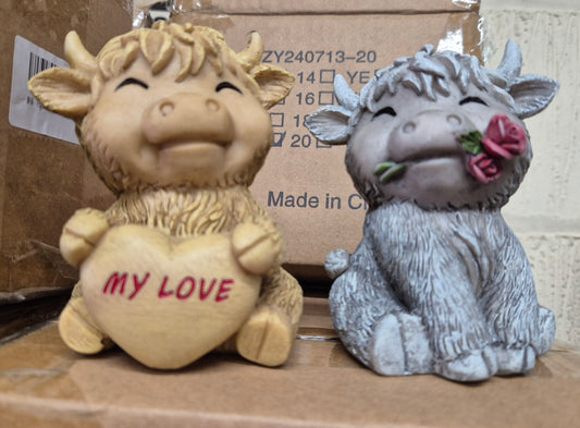 Highland Cow Ornament Pair