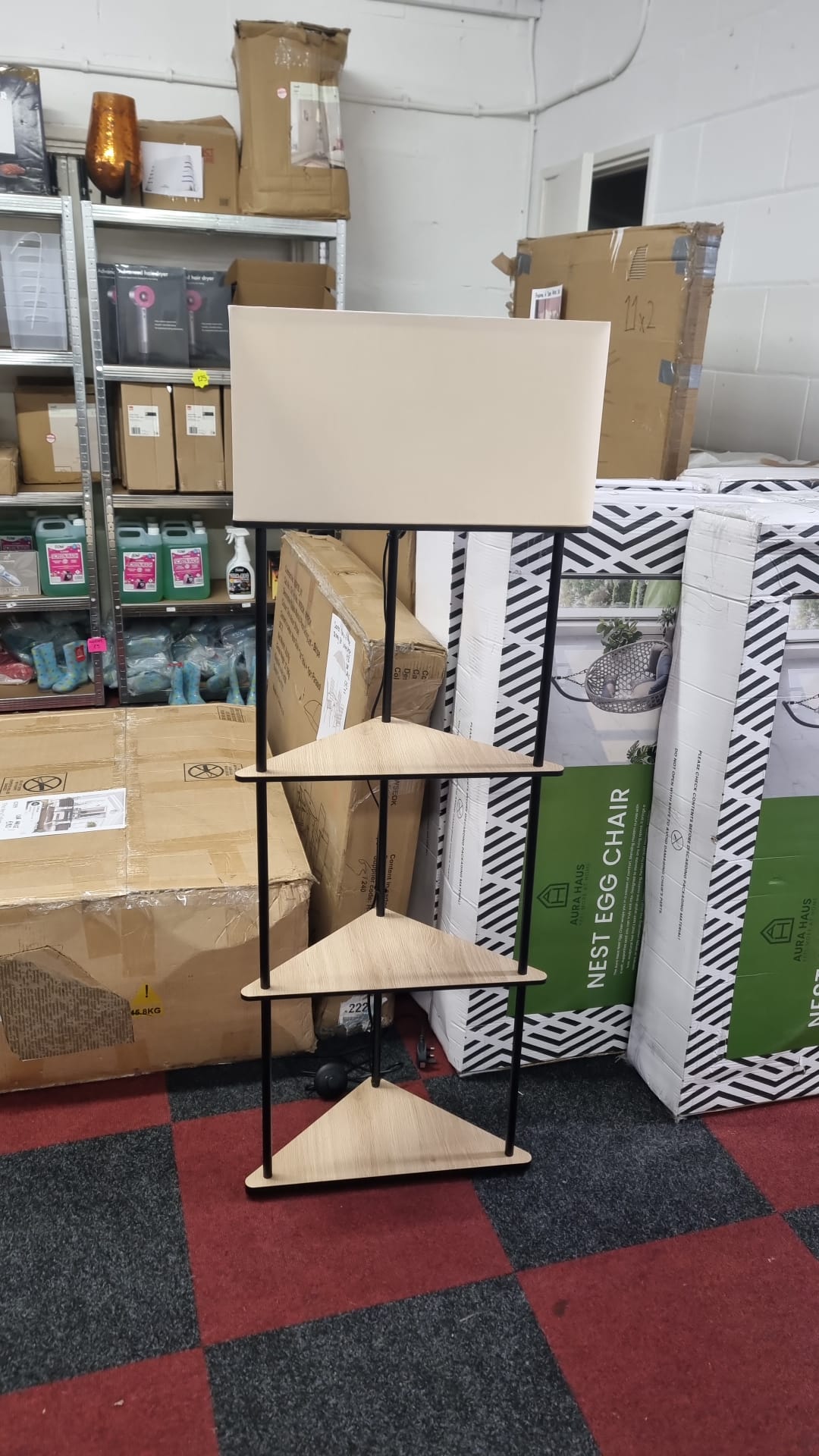 Element Sunds Corner Shelved Floor Lamp Light Wood Dunelm