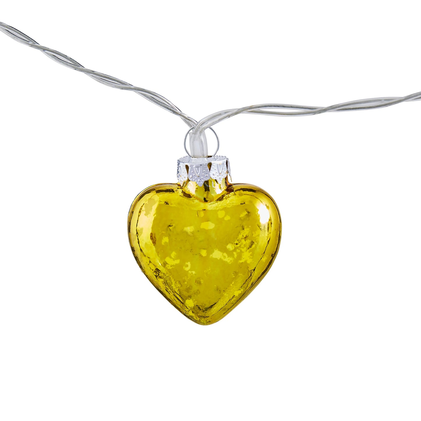 Gold glass heart Battery-powered Warm white 10 LED Indoor String lights