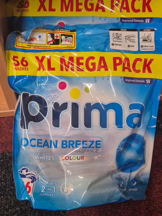 Prima 2in1 laundry pods ocean breeze 56 wash