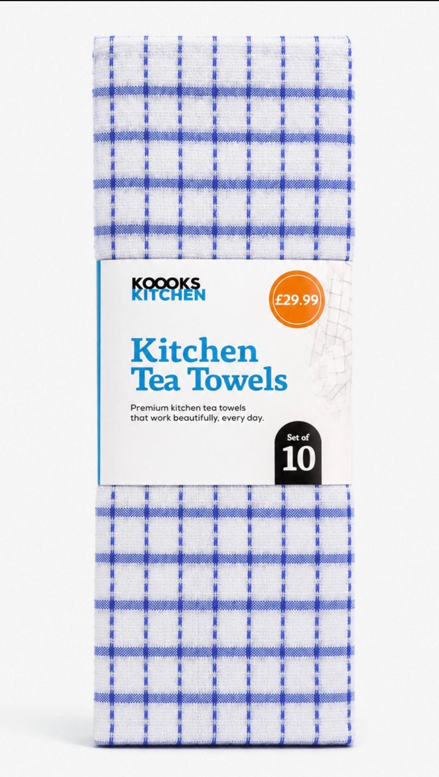 10 Pack Tea Towel 6 Assorted Colours