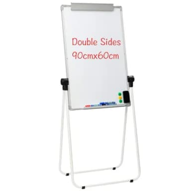 DOEWORKS 90x60cm Magnetic Whiteboard U-Stand/Flipchart Easel, Double Sides Stand White Board Easel, Height Adjustable and Foldable U Stand Easel, White