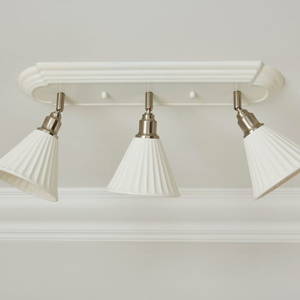 Lilbourne Ribbed Ceramic 3 Light Adjustable Flush Spotlight