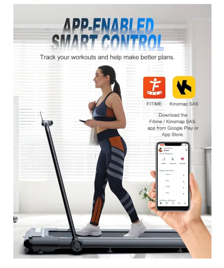 Folding Treadmill for Home, 2.5HP 2 in 1 Treadmill / Walking Pad with Powerful Motor/Widened Shock Absorption Running Belt/App Control, Foldable Running Exercise Machine, Adjustable Speeds 1-12km/h