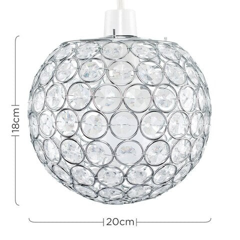 Small Ducy Pendant Ceiling Shade. Chrome/Clear