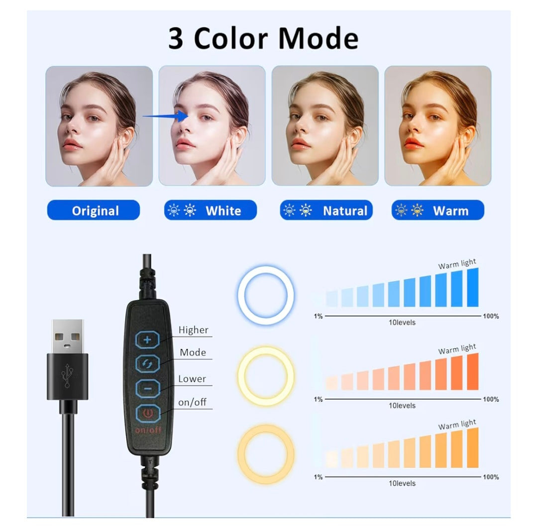 Desk Ring Light with Telescopic Stand, Travel Desktop Hola Light for Phone Selfie Laptop Zoom Video Calls Makeup Tiktok Reels Live Streaming