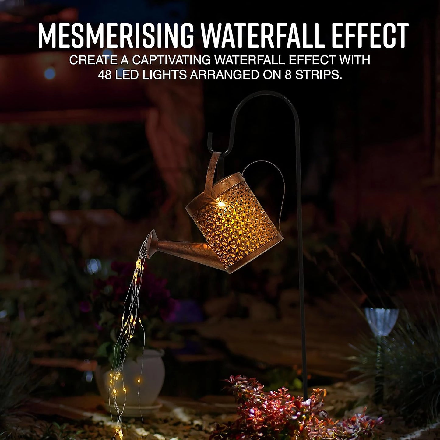 Solar Watering Can Garden Lights 48 LED Waterproof Outdoor Decorative Fairy Lights IP65