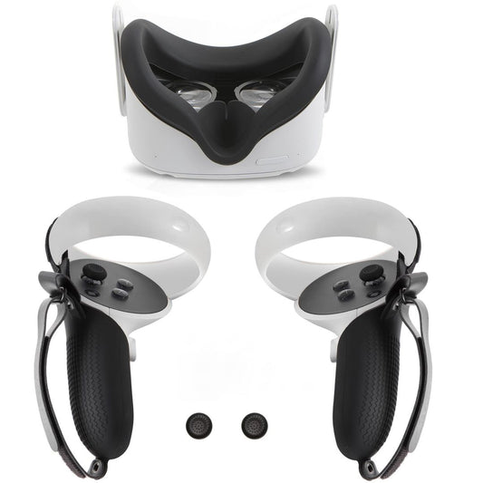 VR Accessories,Touch Controller Grips Cover Compatible With Oculus Quest 2,With 1Pcs VR Silicone Face Pad,Thumbstick Covers,Sweat-Proof/Anti-Throw/Adjustable