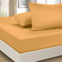 Fitted Sheet Extra Deep Brushed Microfiber Single Bed Sheet – Ochre 40cm