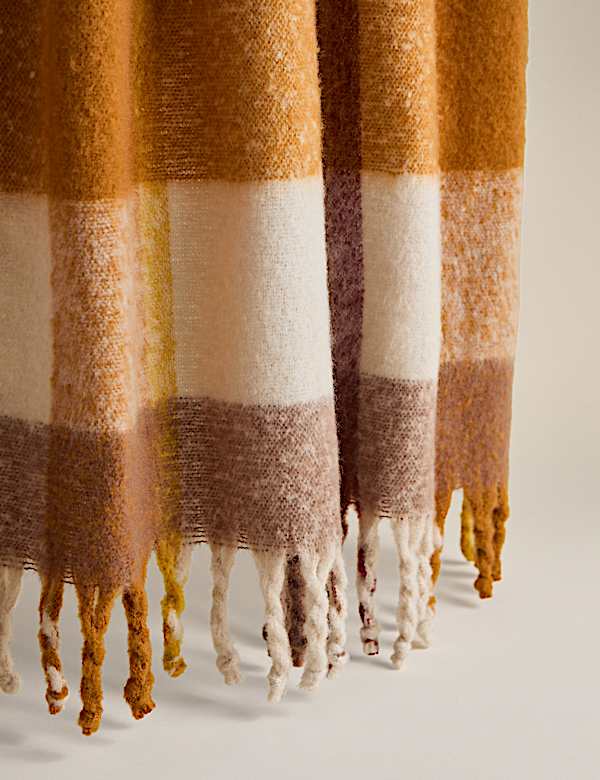 M&S Faux Mohair Checked Throw