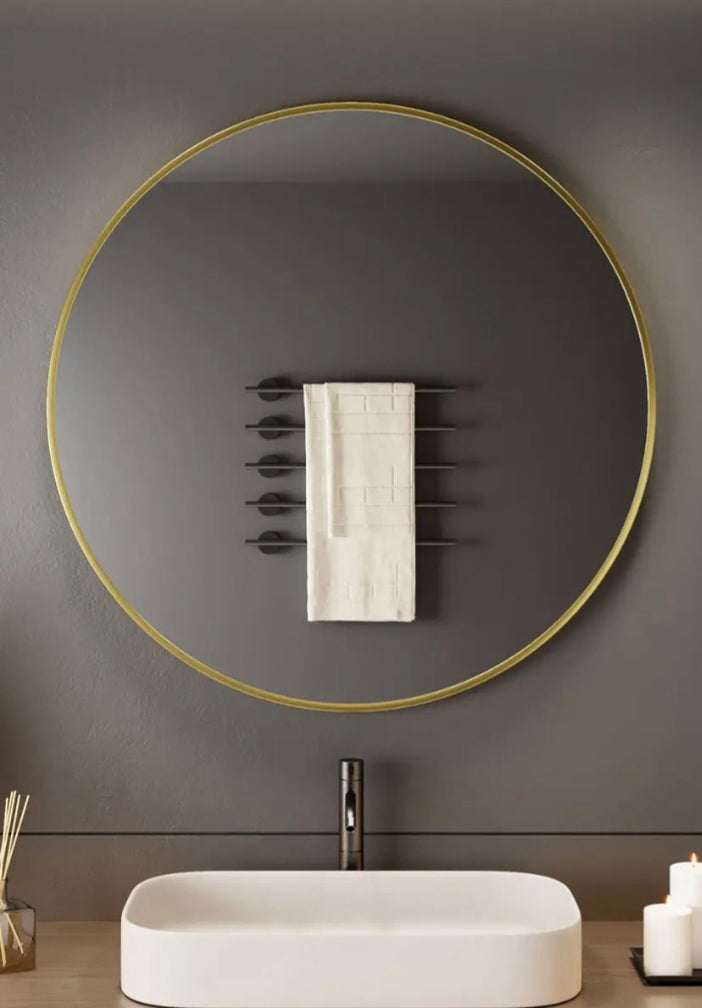 Neo Gold Nordic Round Metal Frame Wall Mirror 40cm