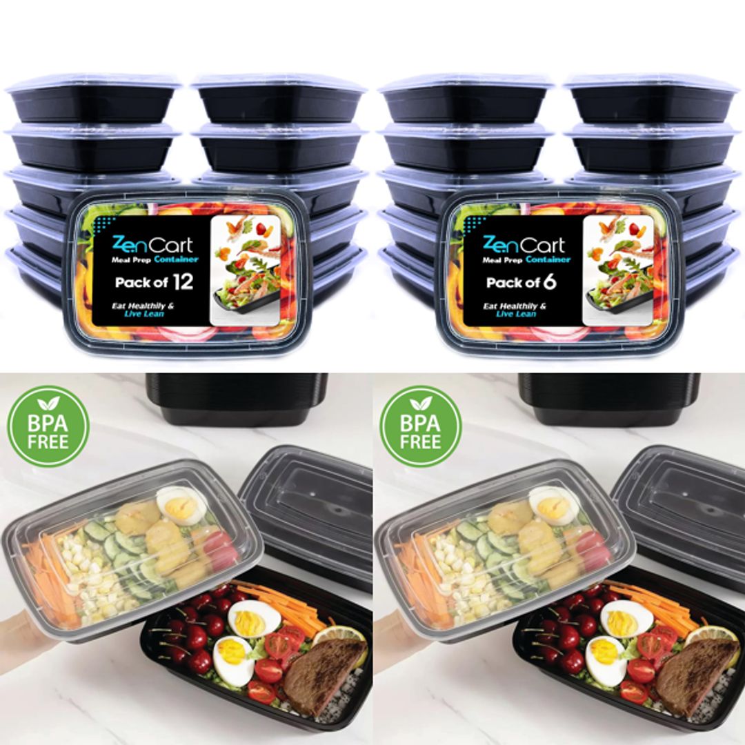Meal Prep Containers 800ml 6 or 12 Pack Reusable BPA-Free Microwave & Freezer Safe – Clear - Mixed Box