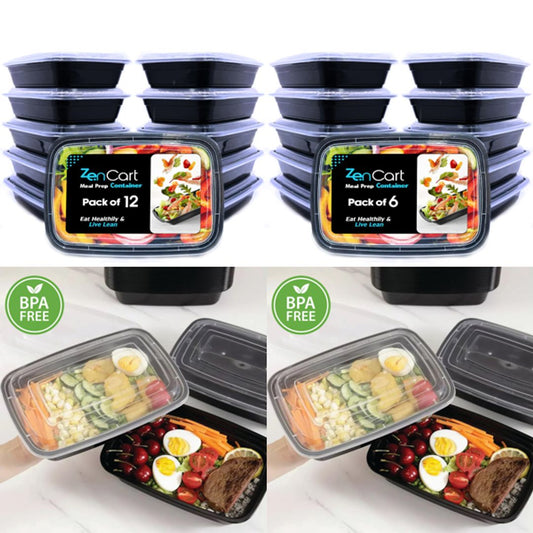 Meal Prep Containers 800ml 6 or 12 Pack Reusable BPA-Free Microwave & Freezer Safe – Clear - Mixed Box