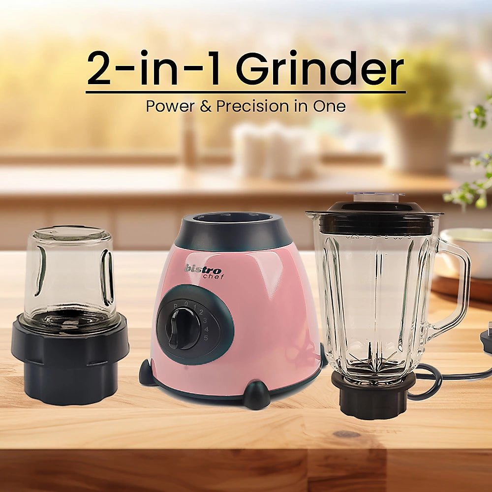 Bistro Chef 2 in 1 Glass Jug Blender & Grinder Pink or Beige