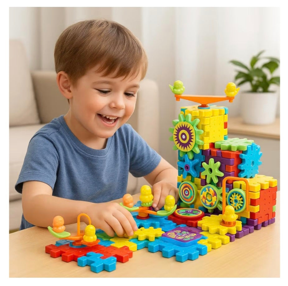 81pc Kids IQ Builder Game Building Blocks Gear Cogs Jigsaw Toy