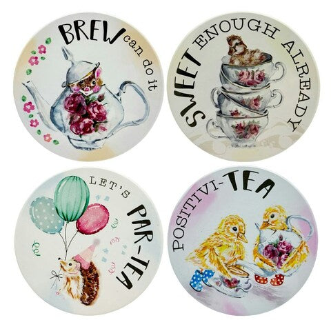 Ceramic Coaster Set, It's Always Time For Tea