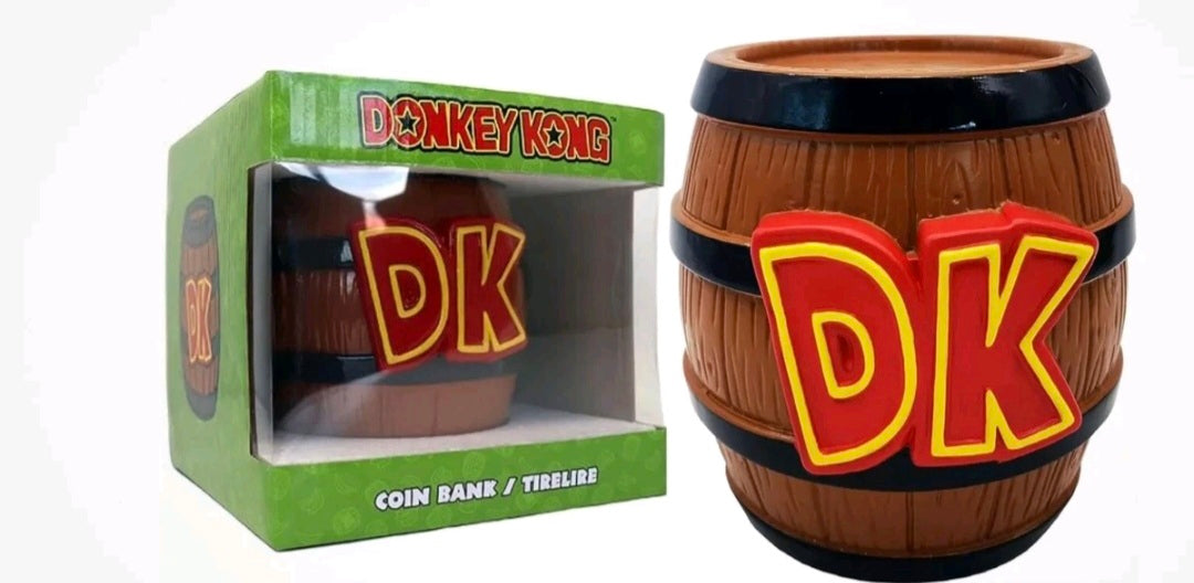 Donkey Kong Barrel Shaped Money Bank